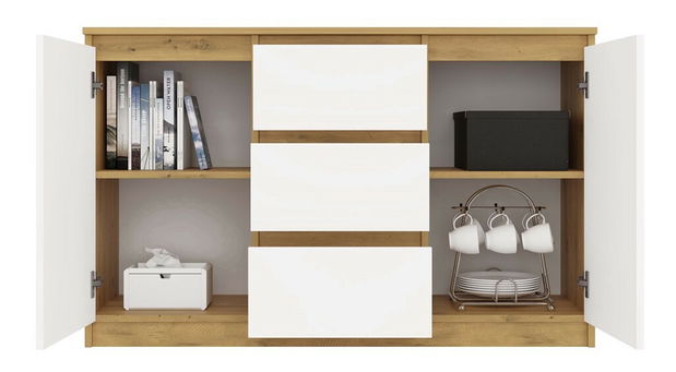 Komoda Musecalo 11 (dub artisan + biela)