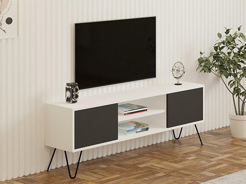 TV asztal/szekrény Sosiki (fehér + antracit) 