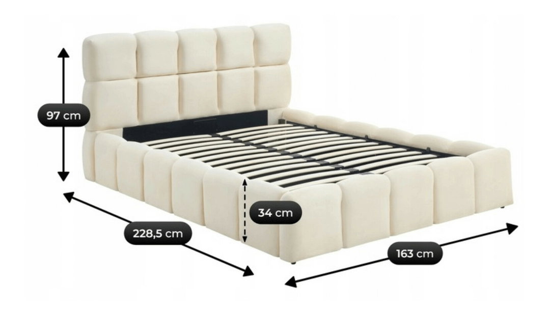 Manželská posteľ 140 cm Maracuja (krémová) (s roštom) (s úl. priestorom)