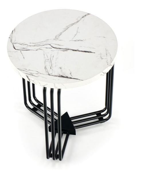 Masă de cafea Anecca S (marmură albă + negru)