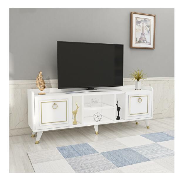 TV asztal/szekrény Lipoma 7 (fehér + arany) 