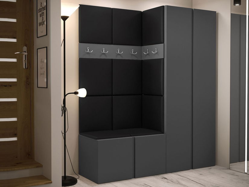 Set za predsoblje III (grafit) (ekokoža Soft 011 (crna))