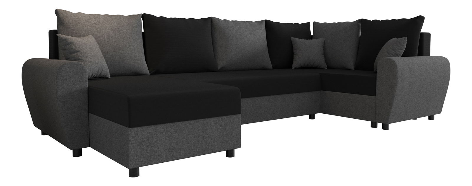 U alakú sarokkanapé Fleur Long (fekete + szürke) (J)