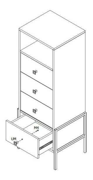 Komoda Luigi L4 (dub artisan + čierna)