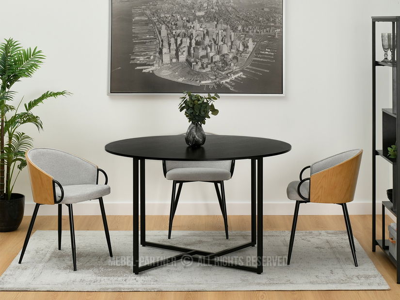 Masă de sufragerie Bird (lemn negru + negru)