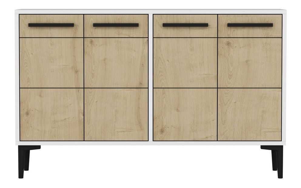 Comodă Daduko (alb + stejar zafir) 