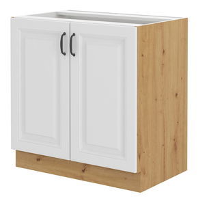 Dulap inferior de bucătărie sub chiuvetă Sheila 80 ZL 2F BB (Stejar artisan + Alb)