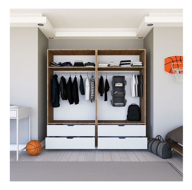 Ruhásszekrény Nisae 21 (világos dió + fehér)