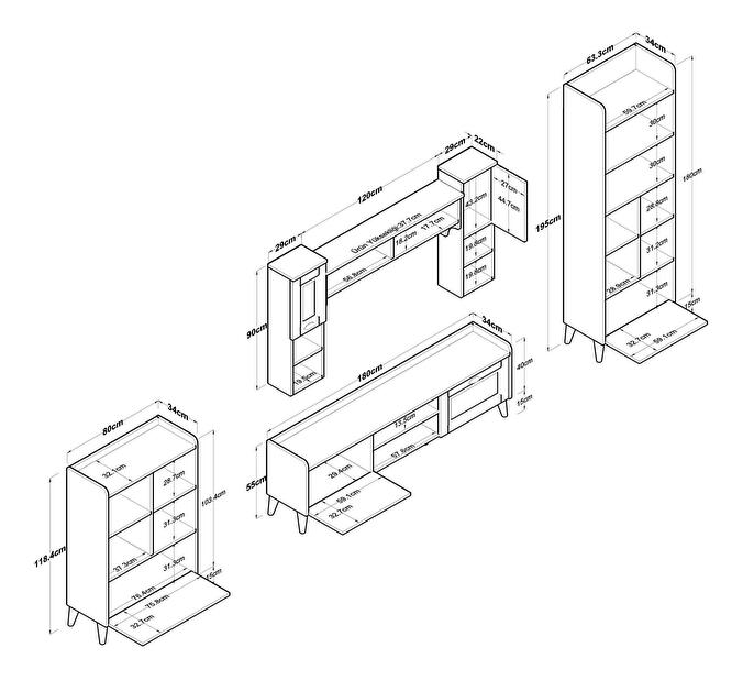 Mobilier living Kupode 6 (alb + Nuc) 