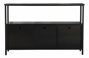 Konzolový stolík Solac 3 (tmavé drevo + čierna)