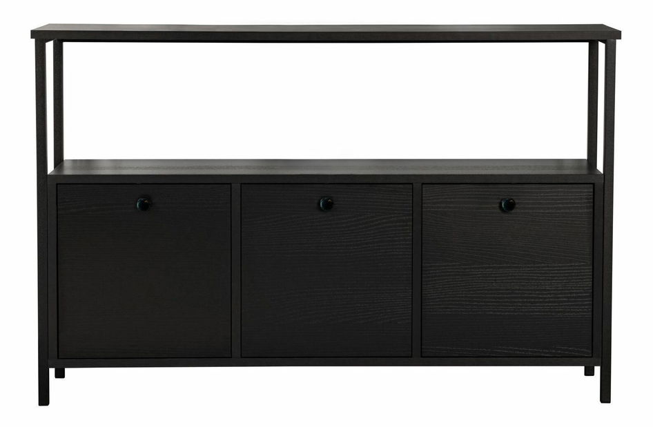 Konzolový stolík Solac 3 (tmavé drevo + čierna)