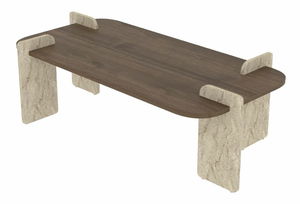 Konferenčný stolík Leap (orech + travertín)