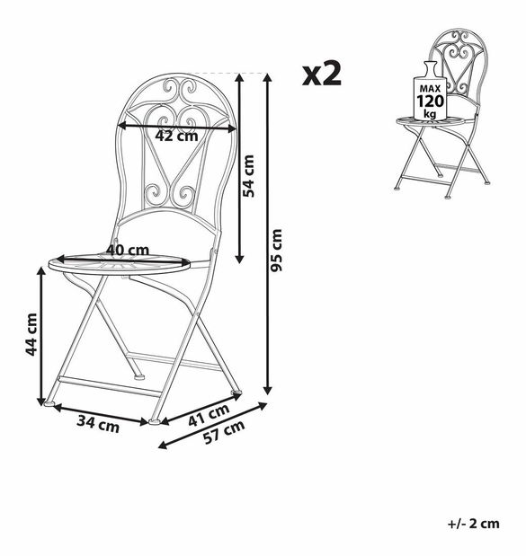 Set 2 buc. scaune de grădină TIRRO (verde deschis)