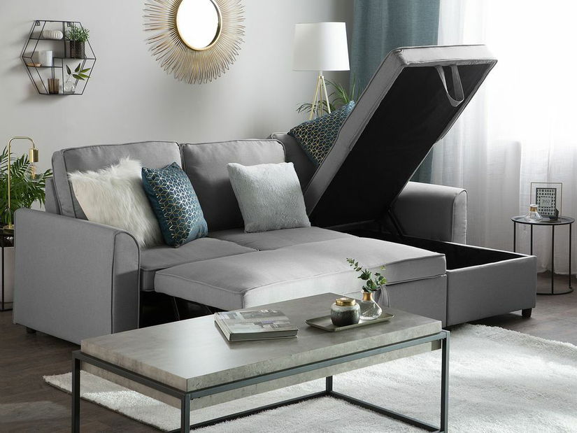 Sarokkanapé Narpes (világosszürke) (tárolóhellyel) (J)