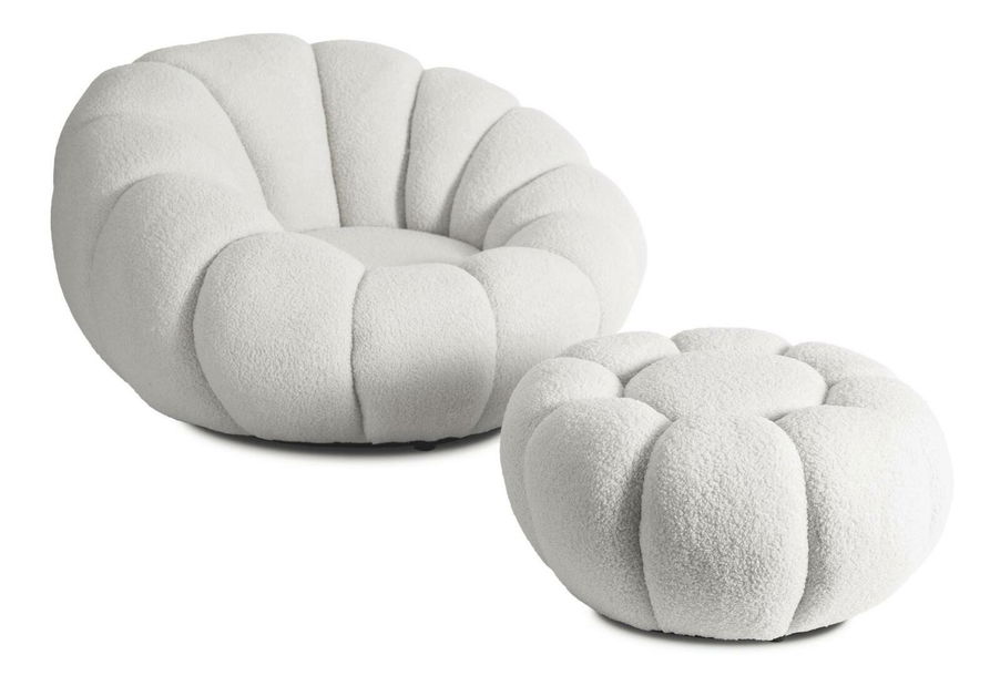 Fotelja Pague (krem) (s tabureom)