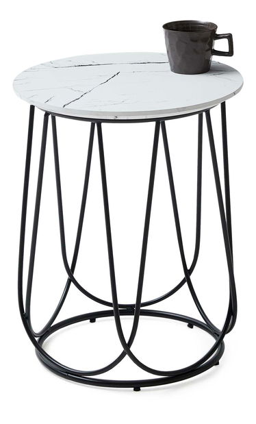 Masă de cafea Neva S (marmură albă + negru)