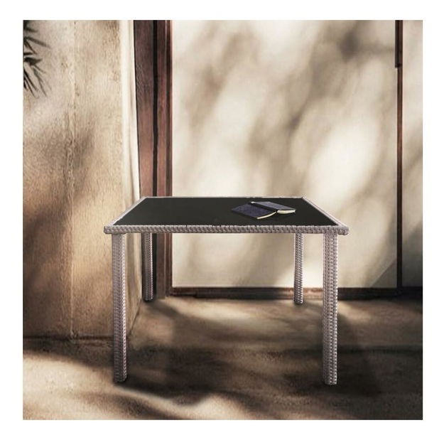 Masă de grădină Asolenzias 1 (maro deschis) (pentru 4 persoane)