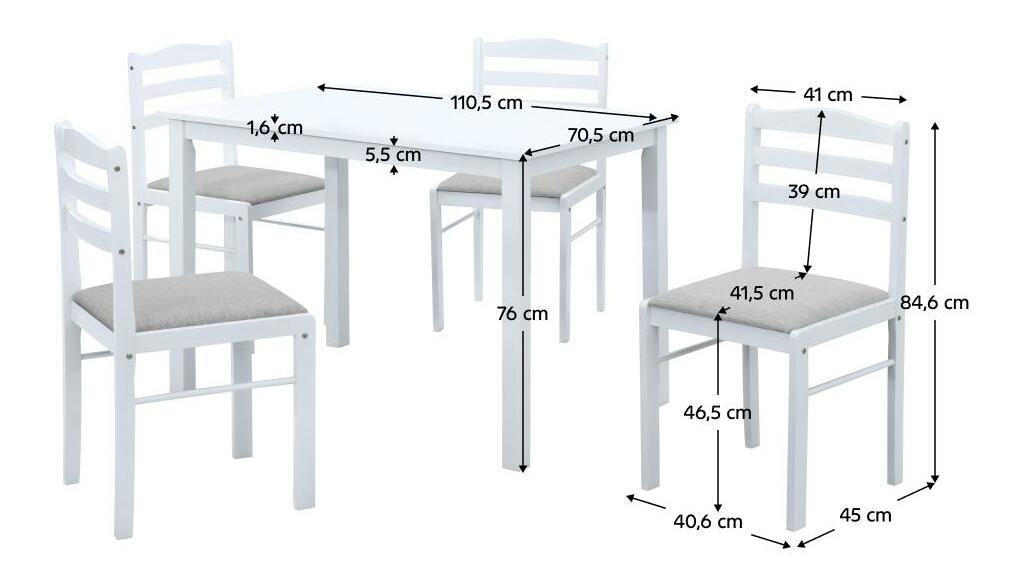 Jedálenský set Sesiones (biela + béžovosivá) (pre 4 osoby)