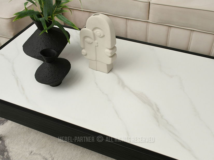 Dohányzóasztal Flock (fehér márvány + fekete)
