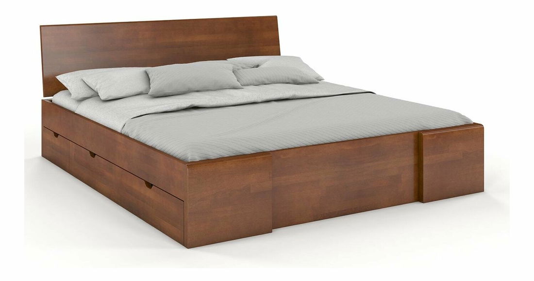 Manželská posteľ 180 cm Naturlig Blomst High Drawers (buk) (s roštom)