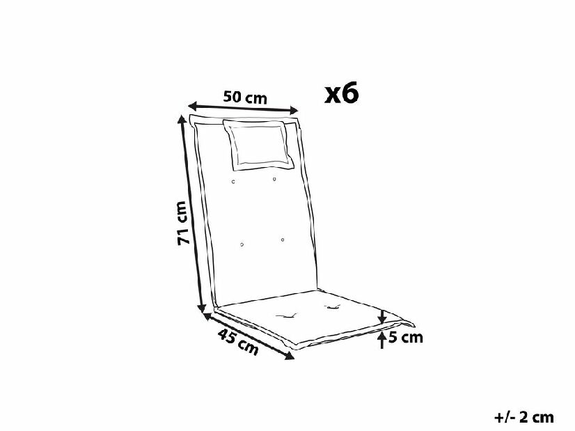 Set 6 ks. vankúšov pre záhradné stoličky TRATORIA (biela)