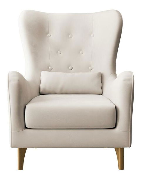 Kreslo s podnožkou Calimero II (krémová + buk)