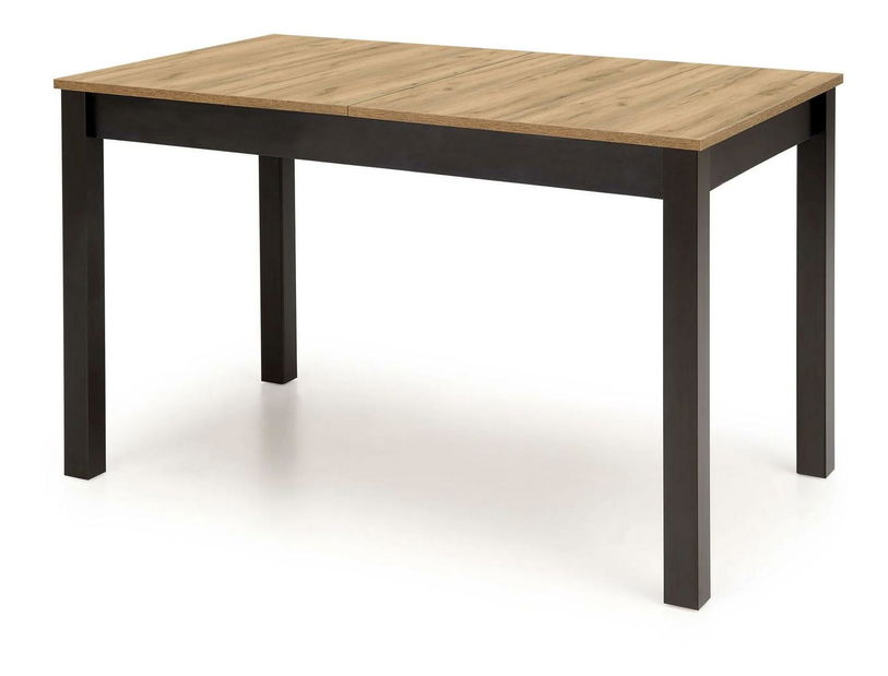 Masă de sufragerie extensibilă Tentempies (stejar craft auriu + negru) (pentru 4-6 persoane)