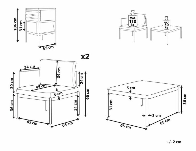 Set mobilier de grădină Tariq (gri) 