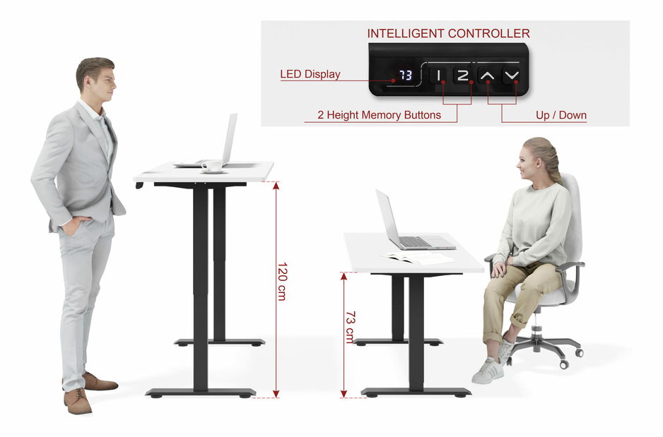 Elektrický PC stolík Motiva 120 (biela + čierna)