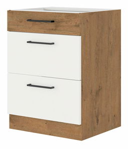 Dolná kuchynská skrinka Virion 60 D 3S BB (dub lancelot + lesk biely)