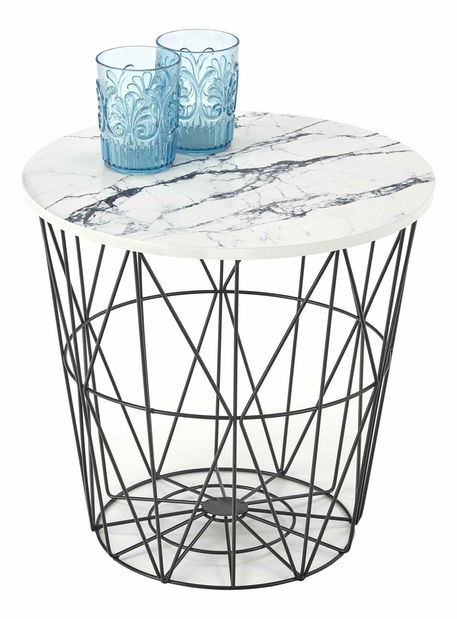 Masă de cafea Halley (Marmură albă + Negru)