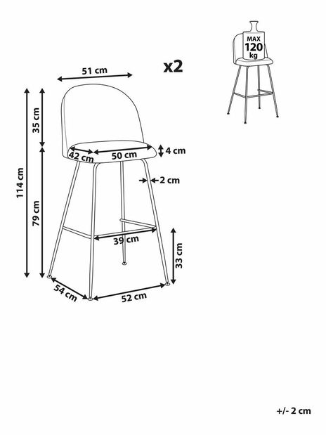 Set 2 ks. barových stoličiek ARCAL (zelená)