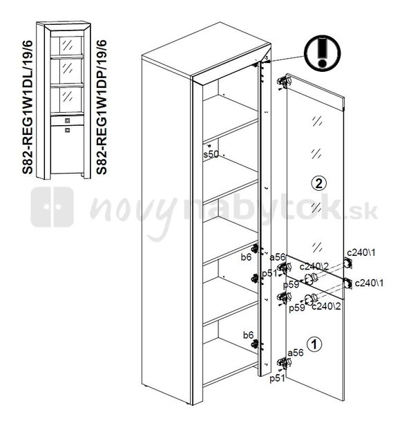 Vitrína BRW Mezo REG1W1D/19/6/L