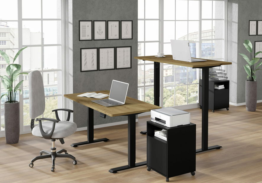 Elektrický PC stolík Motiva 140 (čierna + dub artisan)