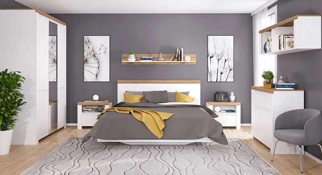 Spálňa Vilgy (biely lesk + dub wotan)