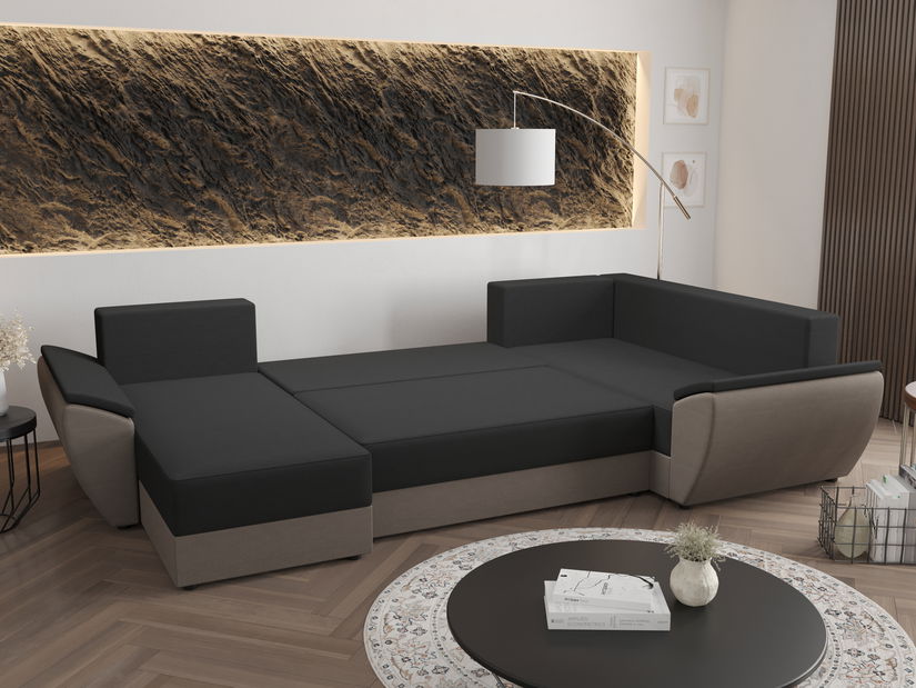 U alakú sarokkanapé Radiant Long (fekete + szürke) (J)