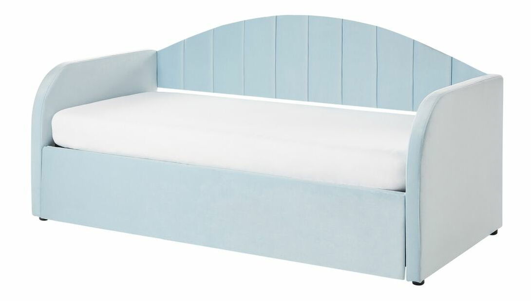 Jednolôžková posteľ 200 x 90 cm Eithan (modrá) (s roštom)