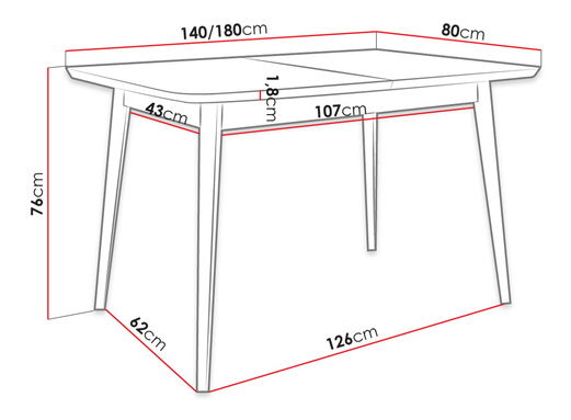 Stol na razvlačenje Daria 140x80 (crna)