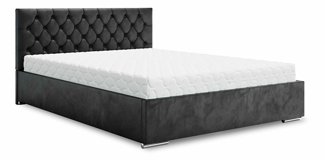 Manželská posteľ 140 cm Danita (čierna) (s roštom a úložným priestorom)