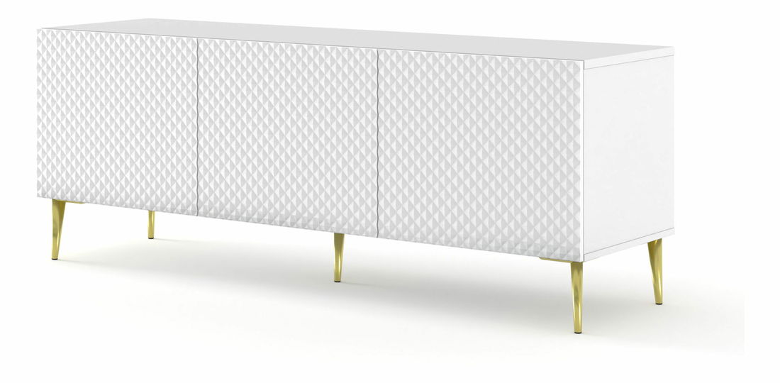 TV stolić/ormarić C 3D 150 Rowanna (bijela sjajna + zlatna)