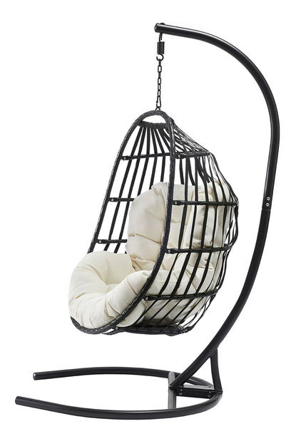 Závesné dvojité kreslo Elmariko (čierna + krémová) *bazár