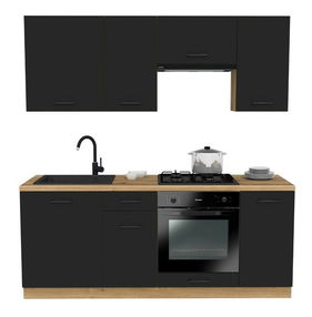 Kuchynská zostava 200 cm Vestia 1 (dub evoke + čierna)