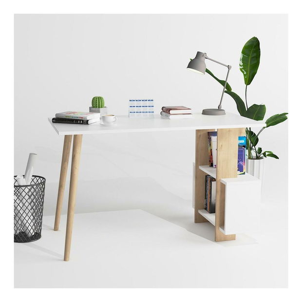 Písací stôl Mavade 6 (dub + biela) 