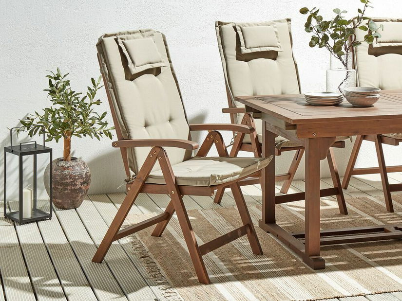 Set 2 buc scaune de grădină Amati (lemn închis + gri bej)