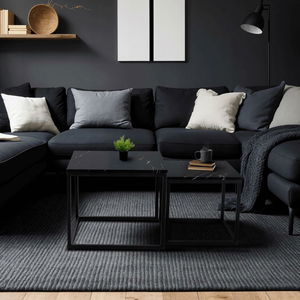 Set 2 măsuțe de cafea Jospin (marmură negru) 