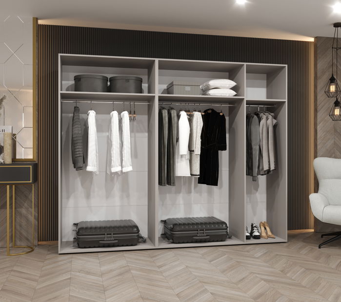 Ormar za garderobu 250 cm Mirabella 2 (kašmir + crna)