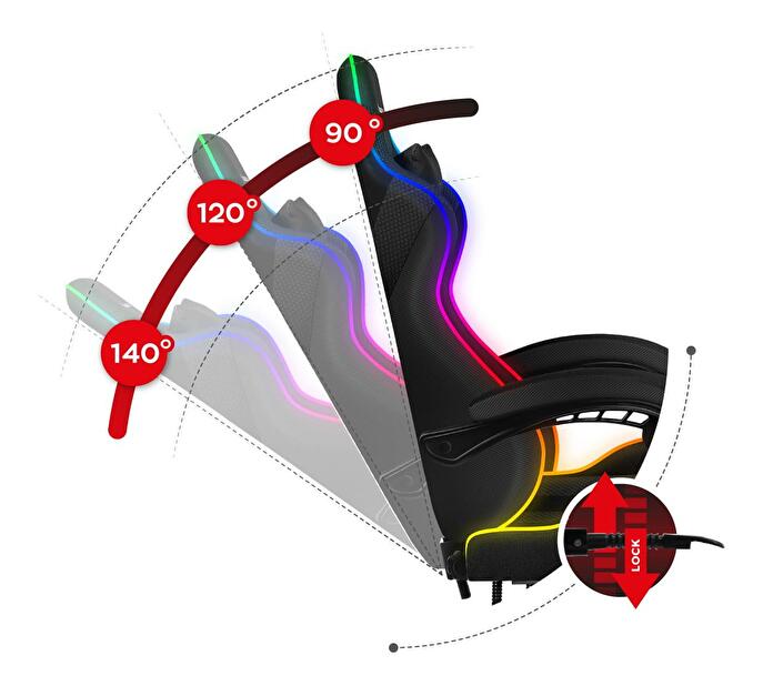 Herné kreslo Fusion 4.7 (čierna + viacfarebná) (s LED osvetlením)
