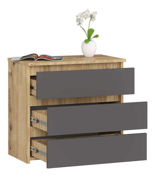 Comodă Cleania CL3 (Stejar artisan + Gri)