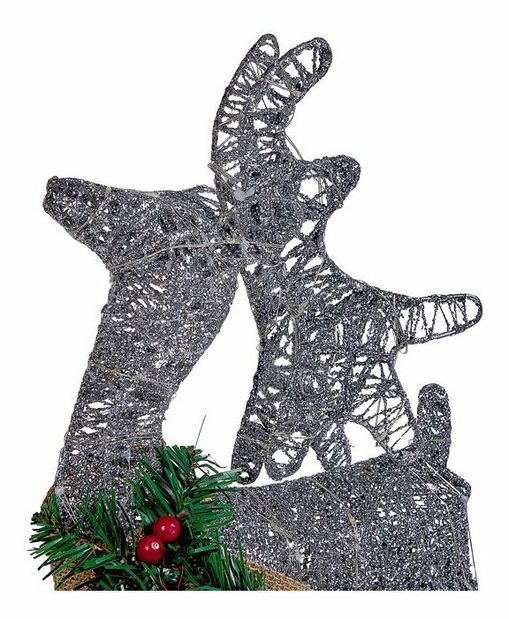 Vonkajšia dekorácia sane a sob Ethan (strieborná) (s osvetlením)