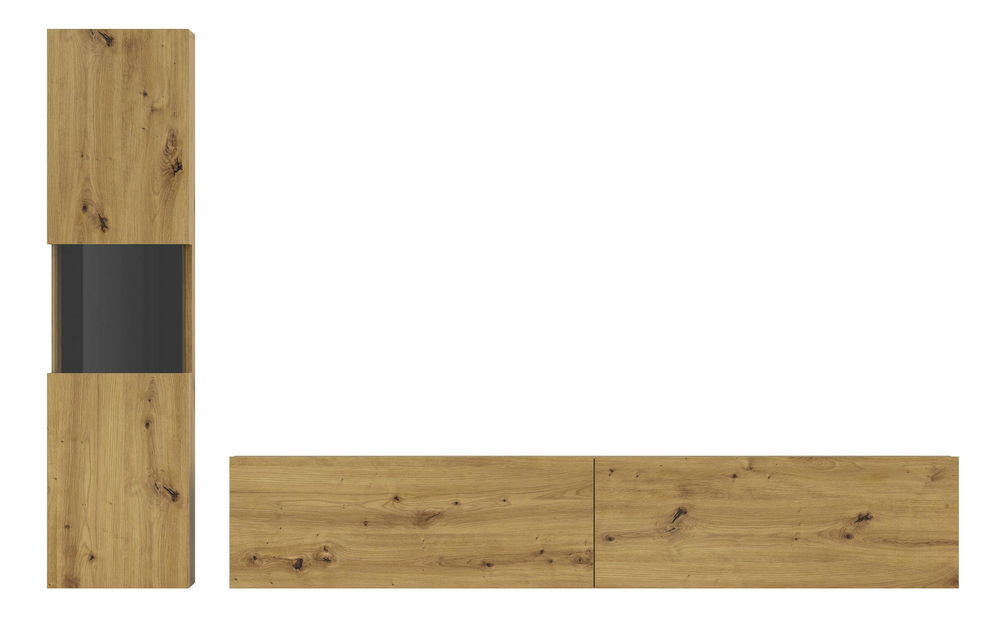 Mobilier living Avernic Typ 09 (negru + Stejar artisan)